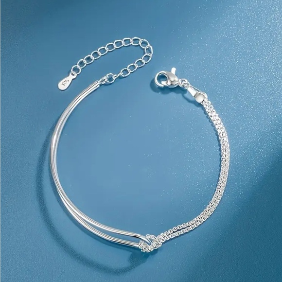 Silver Plated Double Knot Bracelet - Picture 2 of 3